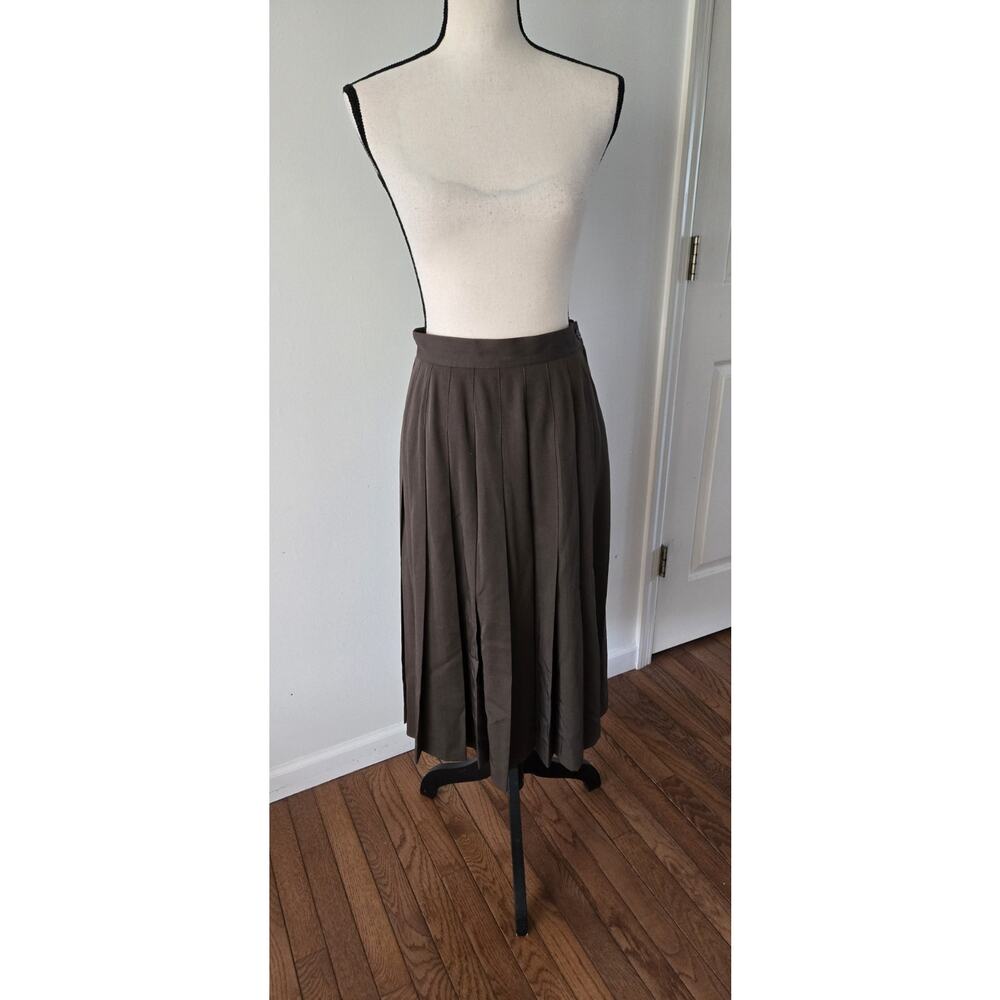 Banana Republic Vintage Women's 90s Olive Green Pleated Skirt Rayon Poly 8